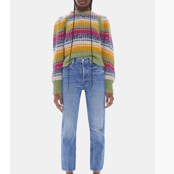 NWT $325 MOTHER Puff Sleeve Alpaca Blend Crop Sweater in size Medium! - Picture 3 of 5